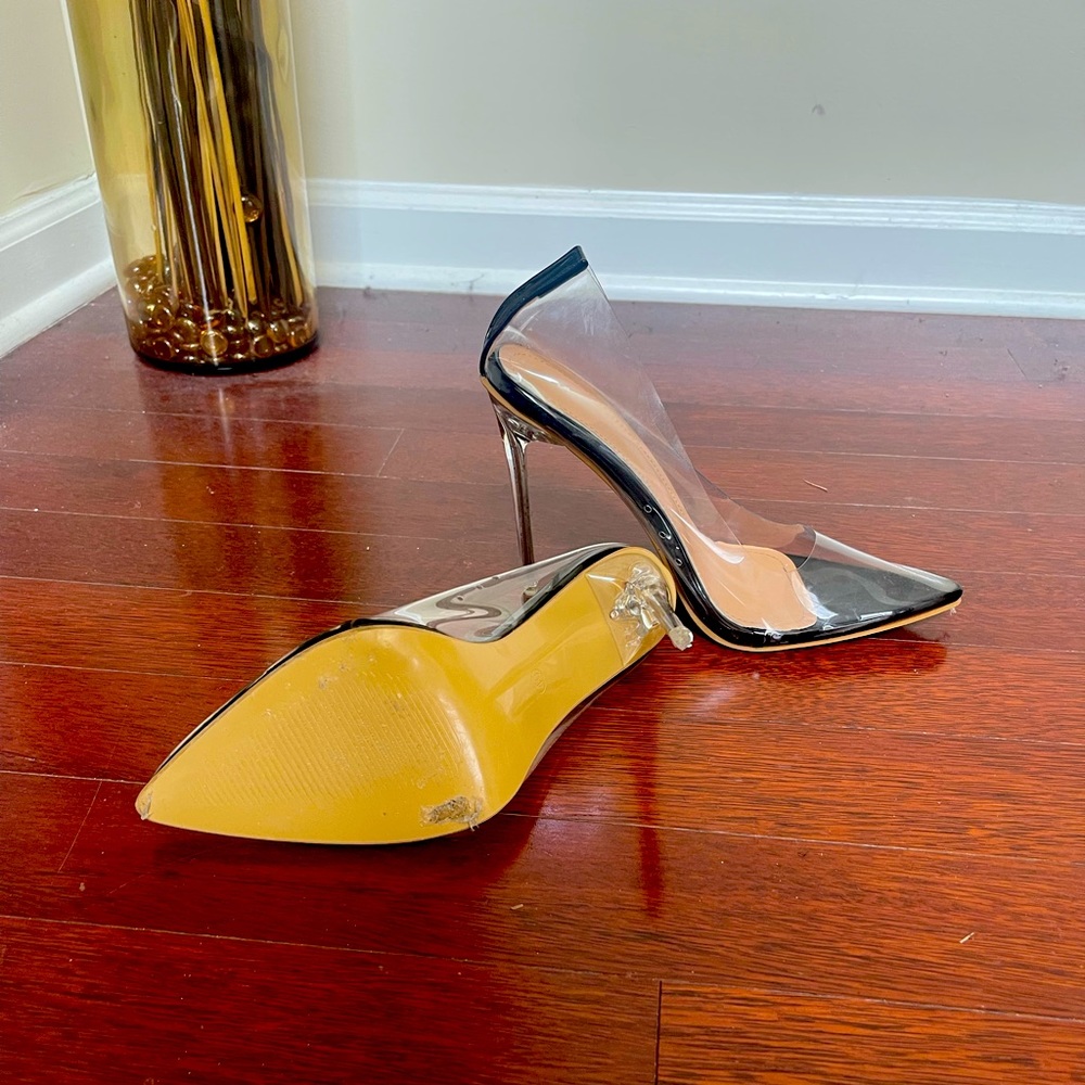 Sexy Clear/Black Stiletto Pumps